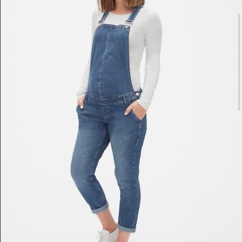 NWT GAP Maternity Denim Overalls XL